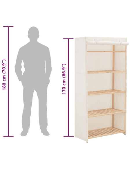 Armadio Bianco 79x40x170 cm in Tessuto