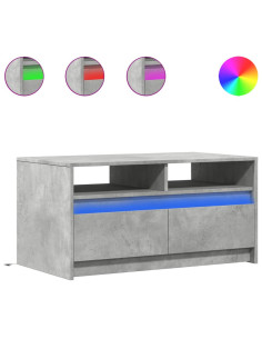 Tavolino da Salotto con Luci LED Grigio Cemento in Truciolato 2
