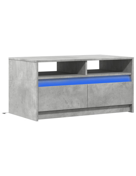 Tavolino da Salotto con Luci LED Grigio Cemento in Truciolato