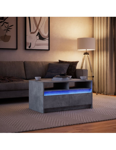 Tavolino da Salotto con Luci LED Grigio Cemento in Truciolato