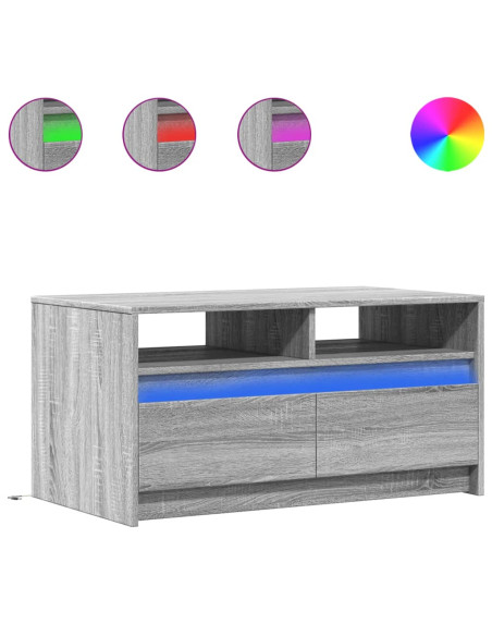 Tavolino da Salotto con Luci LED Grigio Sonoma in Truciolato