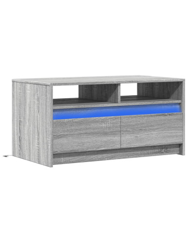 Tavolino da Salotto con Luci LED Grigio Sonoma in Truciolato