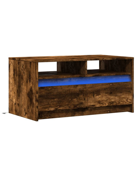Tavolino da Salotto con Luci LED Rovere Fumo in Truciolato