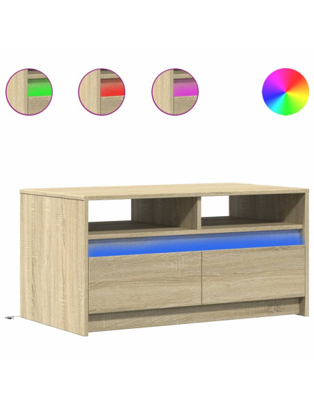 Tavolino da Salotto con Luci LED Rovere Sonoma in Truciolato