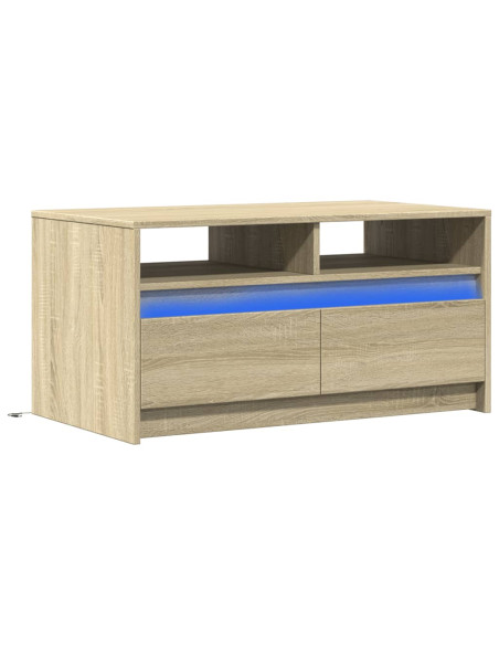 Tavolino da Salotto con Luci LED Rovere Sonoma in Truciolato