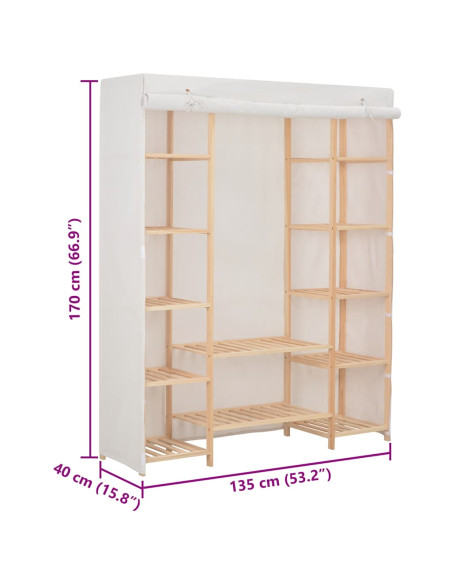 Armadio Bianco 135x40x170 cm in Tessuto