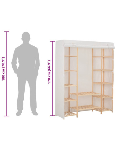 Armadio Bianco 135x40x170 cm in Tessuto