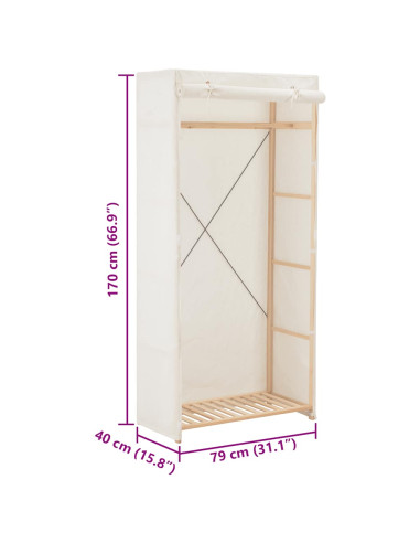 Armadio Bianco 79x40x170 cm in Tessuto