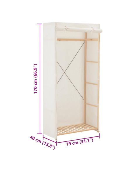 Armadio Bianco 79x40x170 cm in Tessuto