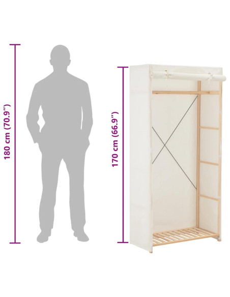 Armadio Bianco 79x40x170 cm in Tessuto