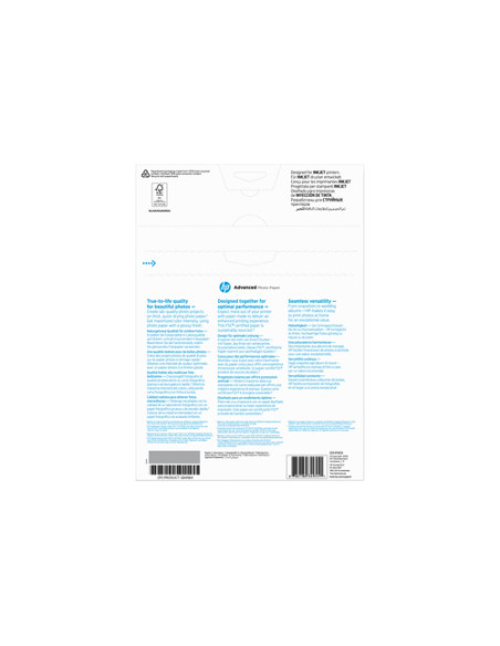 HP Carta fotografica Advanced, lucida, 250 g/m2, A4 (210 x 297 mm), 25 fogli