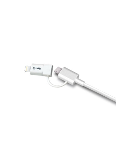 Celly USBML cavo USB 1 m USB A Micro-USB B/Lightning Bianco