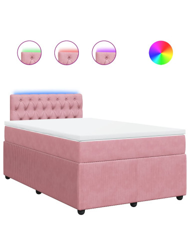 Giroletto a Molle con Materasso Rosa 120x190 cm in Velluto