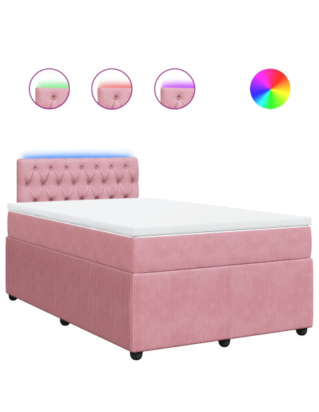 Giroletto a Molle con Materasso Rosa 120x190 cm in Velluto