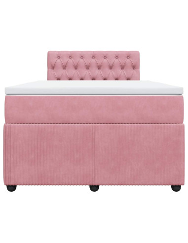 Giroletto a Molle con Materasso Rosa 120x190 cm in Velluto