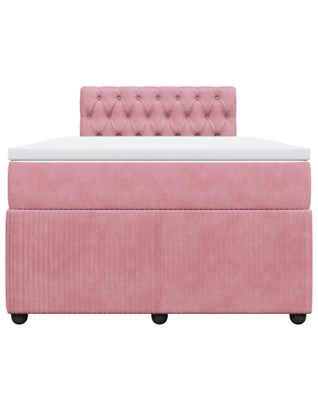 Giroletto a Molle con Materasso Rosa 120x190 cm in Velluto