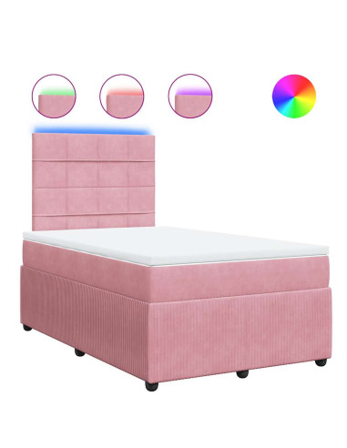 Giroletto a Molle con Materasso Rosa 120x190 cm in Velluto