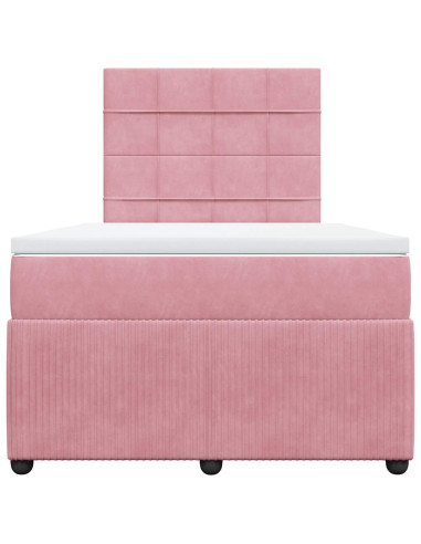 Giroletto a Molle con Materasso Rosa 120x190 cm in Velluto