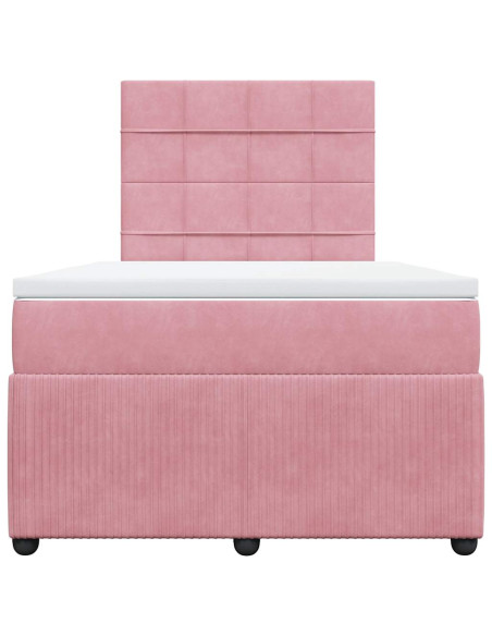 Giroletto a Molle con Materasso Rosa 120x190 cm in Velluto