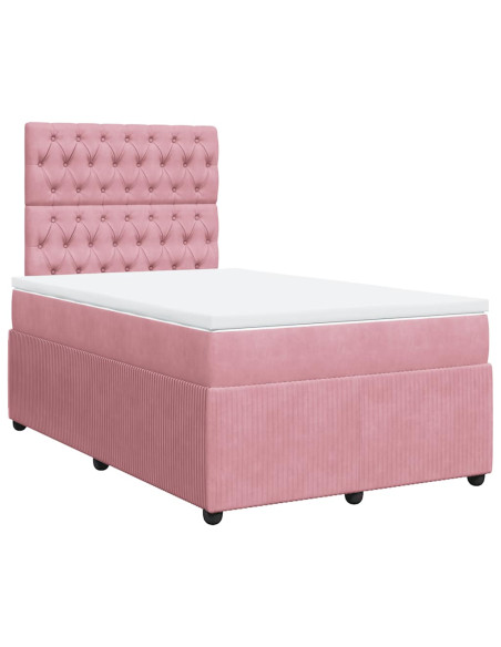 Giroletto a Molle con Materasso Rosa 120x190 cm in Velluto