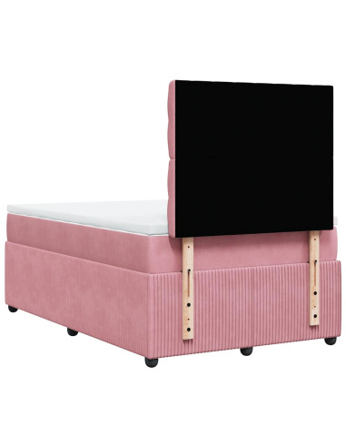 Giroletto a Molle con Materasso Rosa 120x190 cm in Velluto