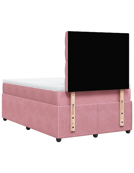 Giroletto a Molle con Materasso Rosa 120x190 cm in Velluto