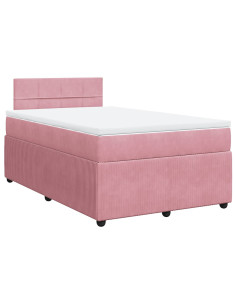 Giroletto a Molle con Materasso Rosa 120x190 cm in Velluto 2