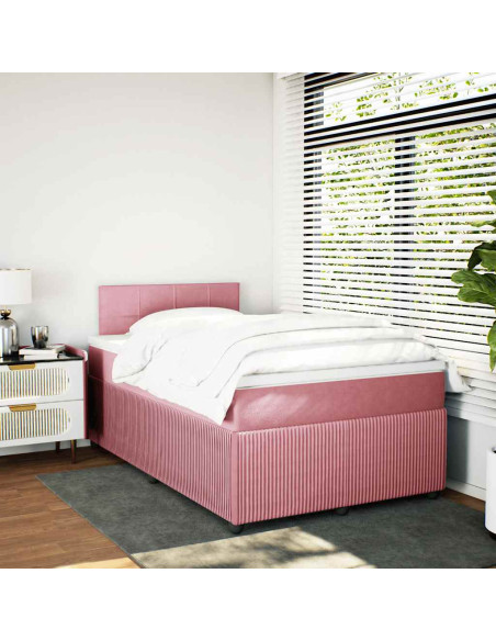 Giroletto a Molle con Materasso Rosa 120x190 cm in Velluto