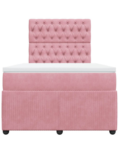 Giroletto a Molle con Materasso Rosa 120x190 cm in Velluto