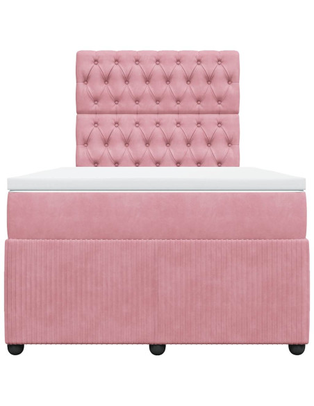 Giroletto a Molle con Materasso Rosa 120x190 cm in Velluto