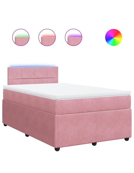 Giroletto a Molle con Materasso Rosa 120x190 cm in Velluto