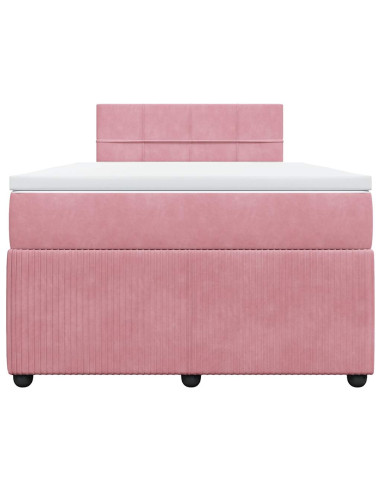 Giroletto a Molle con Materasso Rosa 120x190 cm in Velluto