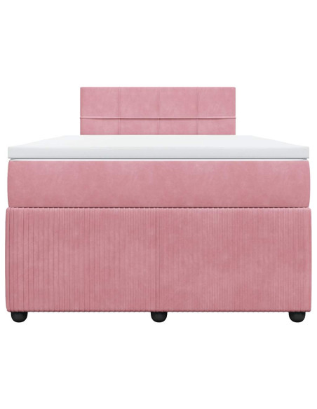 Giroletto a Molle con Materasso Rosa 120x190 cm in Velluto