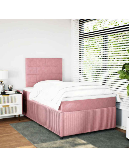 Giroletto a Molle con Materasso Rosa 120x190 cm in Velluto