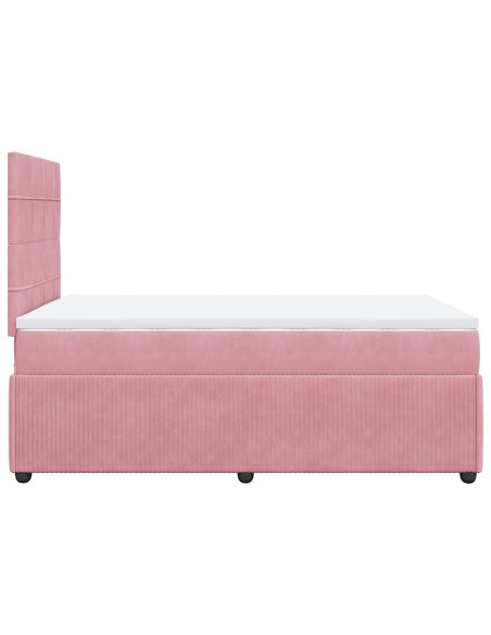 Giroletto a Molle con Materasso Rosa 120x190 cm in Velluto