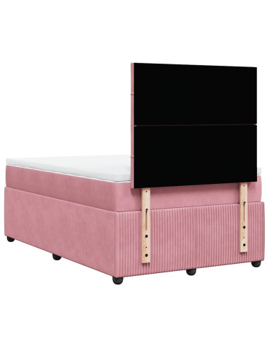 Giroletto a Molle con Materasso Rosa 120x190 cm in Velluto