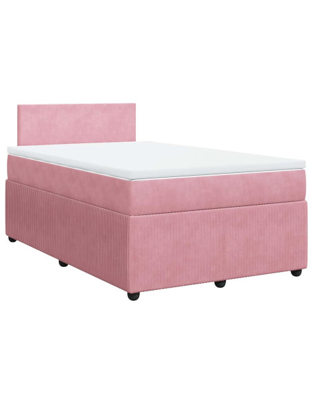 Giroletto a Molle con Materasso Rosa 120x190 cm in Velluto