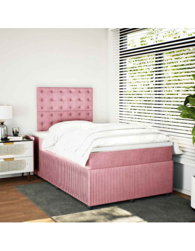 Giroletto a Molle con Materasso Rosa 120x190 cm in Velluto