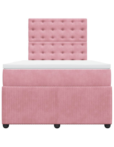 Giroletto a Molle con Materasso Rosa 120x190 cm in Velluto