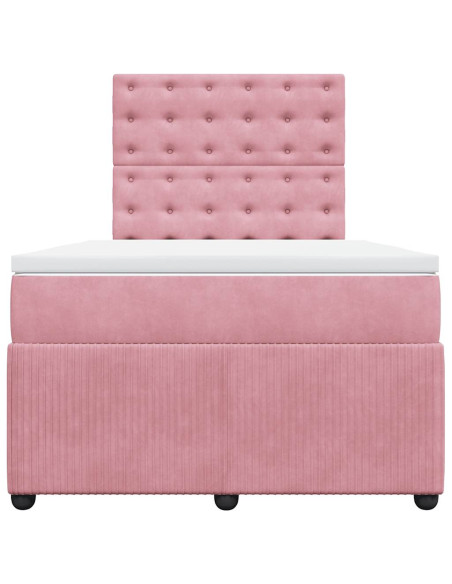 Giroletto a Molle con Materasso Rosa 120x190 cm in Velluto