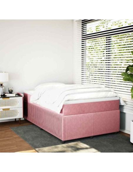 Giroletto a Molle con Materasso Rosa 120x190 cm in Velluto
