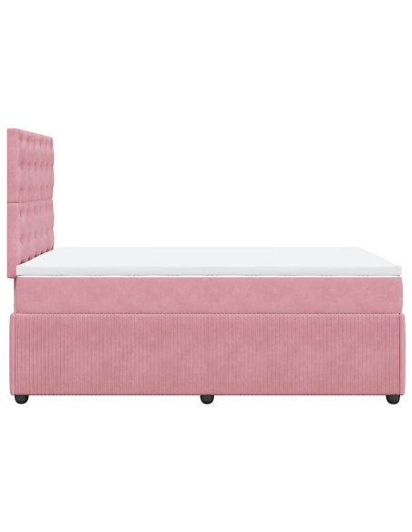Giroletto a Molle con Materasso Rosa 120x190 cm in Velluto