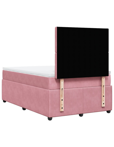 Giroletto a Molle con Materasso Rosa 120x190 cm in Velluto