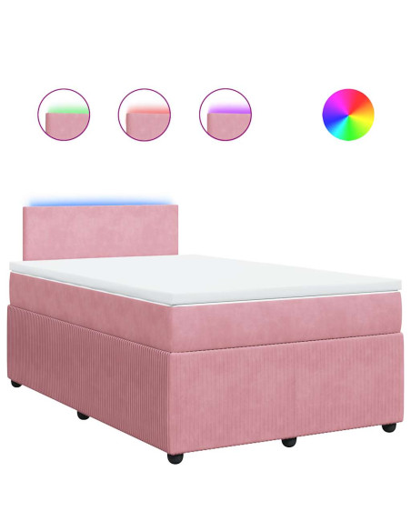 Giroletto a Molle con Materasso Rosa 120x190 cm in Velluto