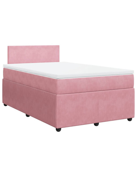 Giroletto a Molle con Materasso Rosa 120x190 cm in Velluto