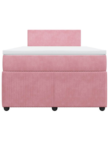 Giroletto a Molle con Materasso Rosa 120x190 cm in Velluto