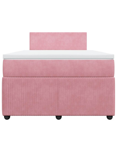 Giroletto a Molle con Materasso Rosa 120x190 cm in Velluto