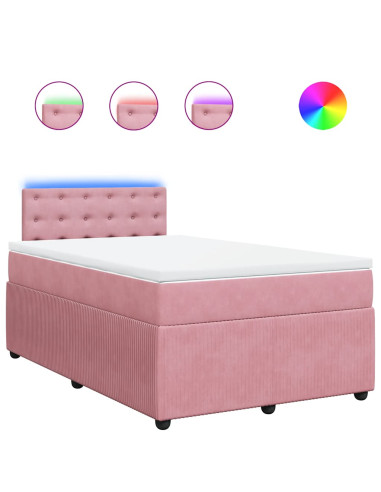 Giroletto a Molle con Materasso Rosa 120x190 cm in Velluto