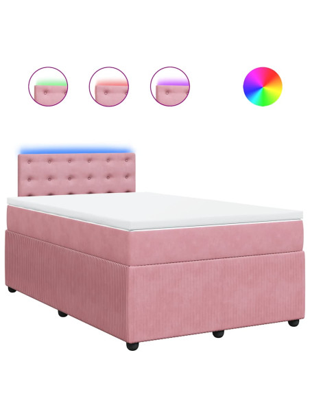 Giroletto a Molle con Materasso Rosa 120x190 cm in Velluto