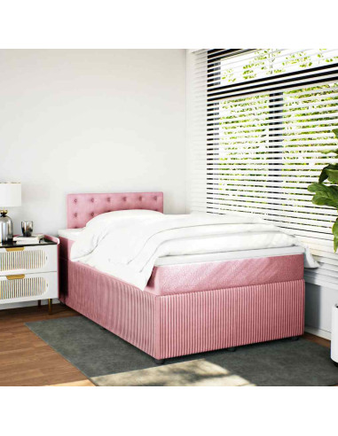 Giroletto a Molle con Materasso Rosa 120x190 cm in Velluto